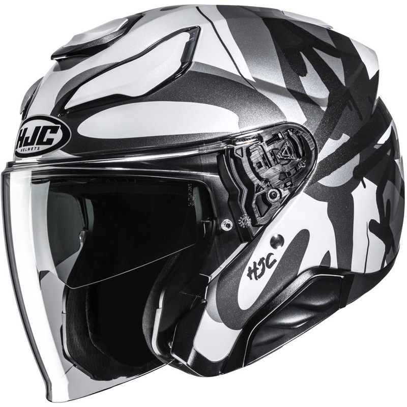 Offener Motorradhelm HJC F31 Sora MC5, schwarz-grau-weiß