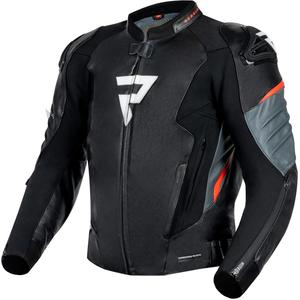 Rebelhorn Veloce Schwarz-Fluo Rote Motorrad Lederjacke