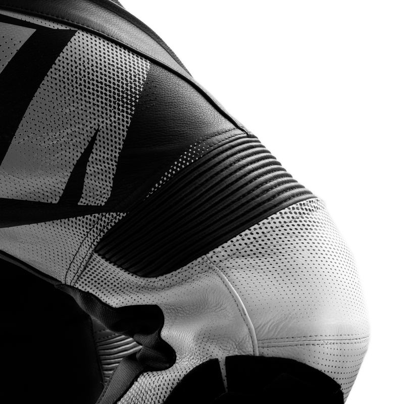 Leder-Motorradhose Rebelhorn Inferno schwarz und weiß