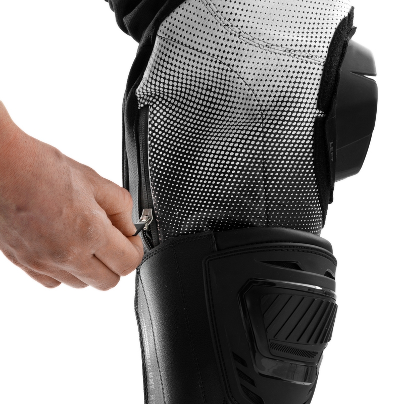 Leder-Motorradhose Rebelhorn Inferno schwarz und weiß