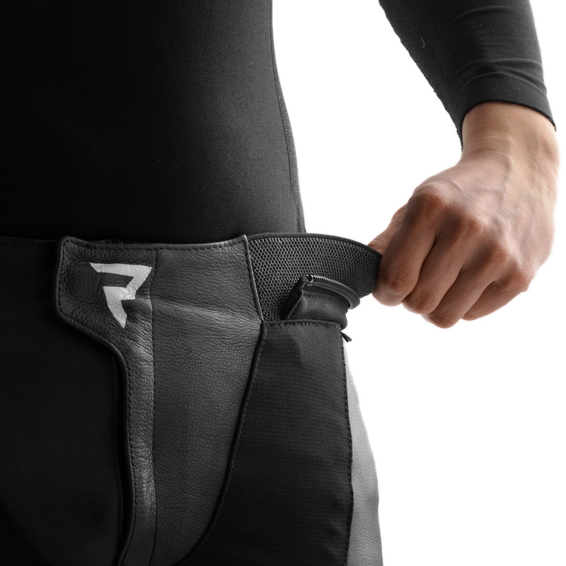 Leder-Motorradhose Rebelhorn Inferno schwarz und weiß