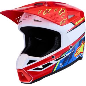 Alpinestars S-M3 Falcon Motorrad-Motocrosshelm, fluoreszierend rot-weiß