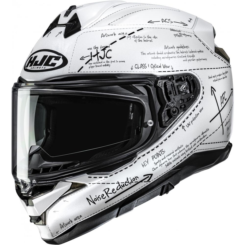 HJC F72 Odyssea MC10 Integralhelm für Motorräder, weiß-schwarz