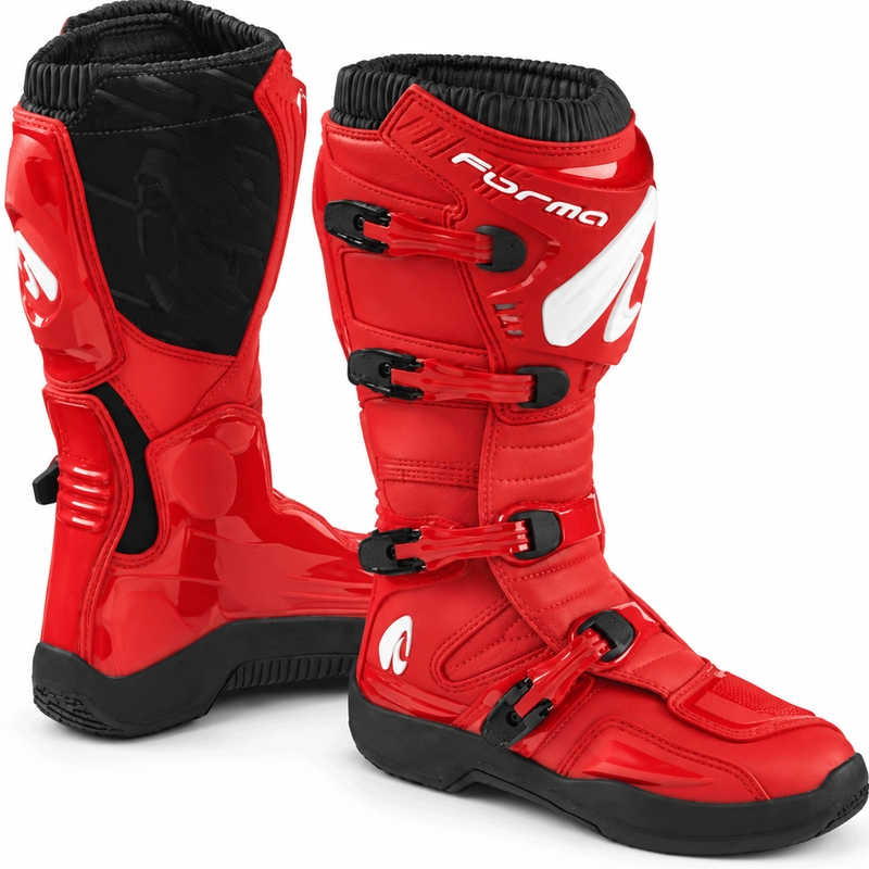 Forma Traction Motocross-Stiefel rot-schwarz-weiß