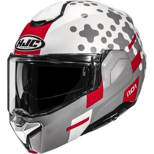 Klappbarer Motorradhelm HJC i101 Astel MC1 weiß-grau-rot