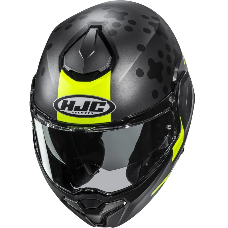 Klappbarer Motorradhelm HJC i101 Astel MC3HSF schwarz-grau-fluoreszierend gelb