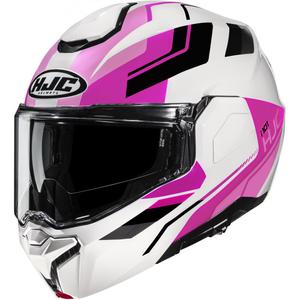 Klappbarer Motorradhelm HJC i101 Krone MC8 weiß-rosa-schwarz