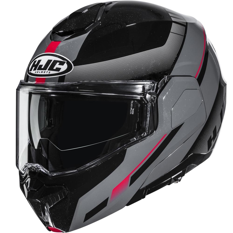 Klappbarer Motorradhelm HJC i101 Mira MC1 schwarz-grau-rot