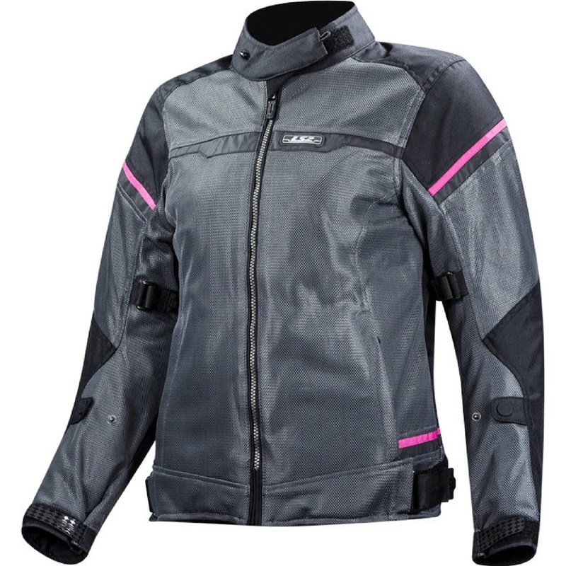 Damen-Motorradjacke LS2 Riva schwarz-dunkelgrau-rosa