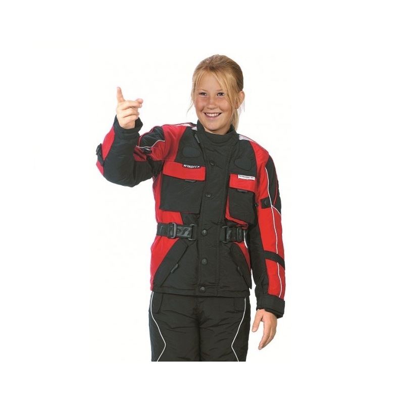 Kinder-Motorradjacke Roleff Taslan schwarz-rot
