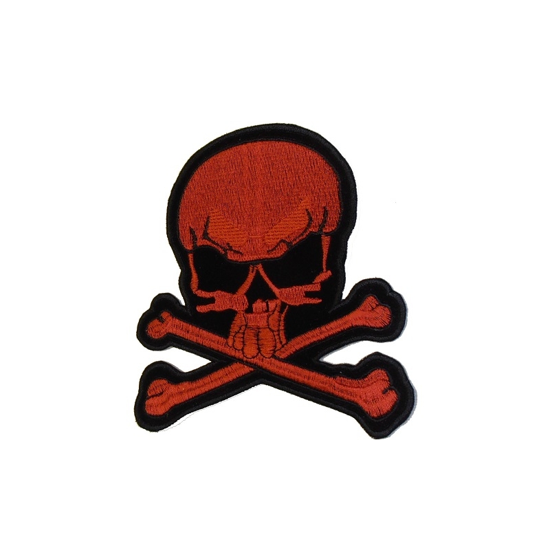 Aufnäher und aufbügelbarer Totenkopf rot