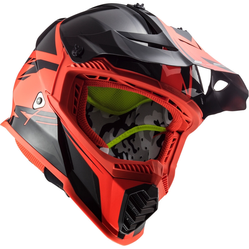 Motocross Helm LS2 MX437 Fast Evo Roar schwarz-rot Ausverkauf