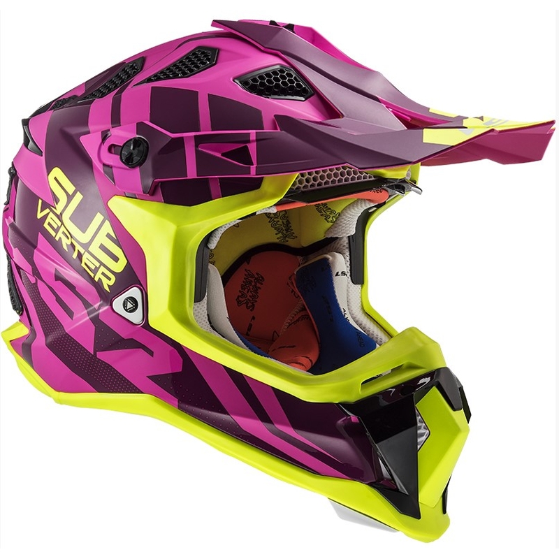 Motocross Helm LS2 MX470 Subverter Troop rosa-fluo gelb Ausverkauf