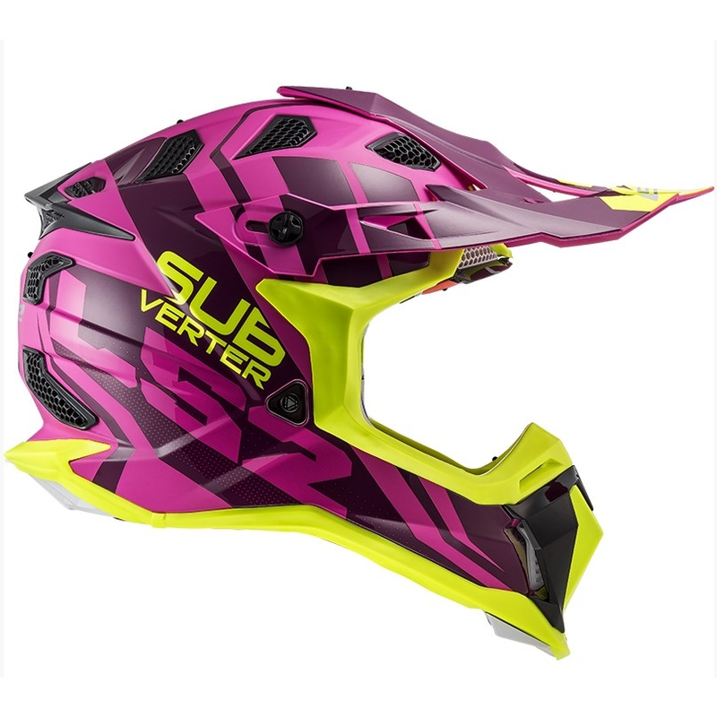 Motocross Helm LS2 MX470 Subverter Troop rosa-fluo gelb Ausverkauf