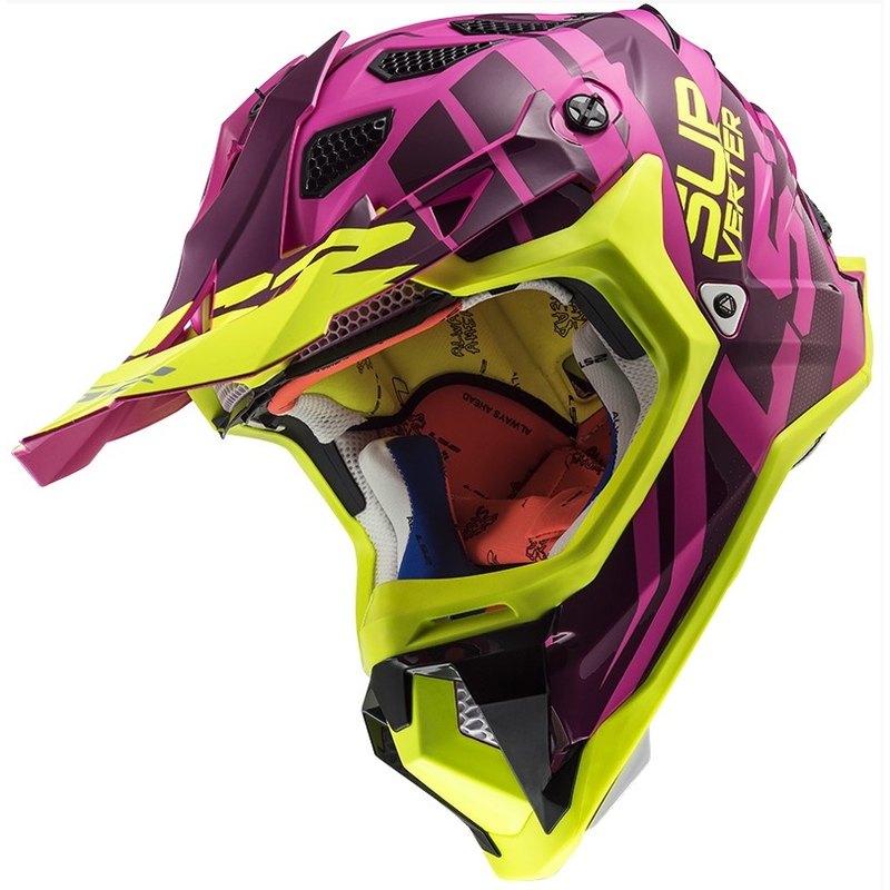 Motocross Helm LS2 MX470 Subverter Troop rosa-fluo gelb Ausverkauf