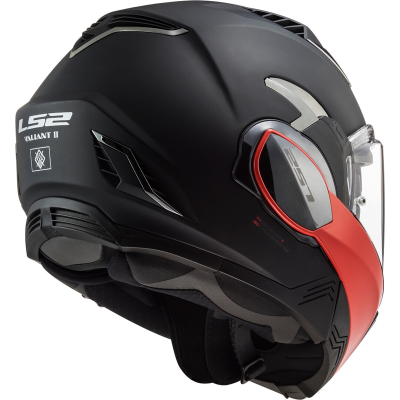 LS2 FF900 Valiant II Hammer schwarz und rot flip-up Motorradhelm Ausverkauf