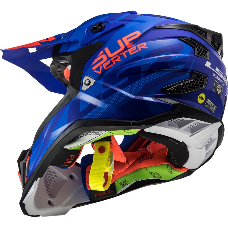 Motocross Helm LS2 MX470 Subverter Troop blau-orange Ausverkauf