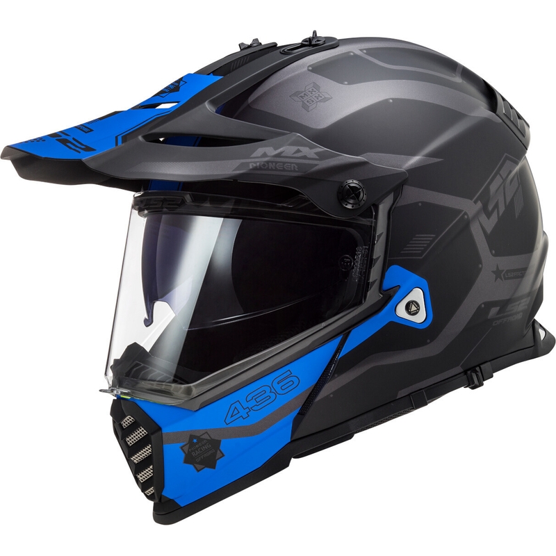 Enduro-Helm LS2 MX436 Pioneer EVO Cobra schwarz-blau