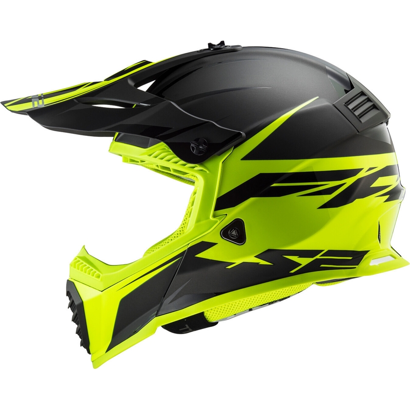 Motocross Helm LS2 MX437 Fast Evo Roar schwarz-fluo gelb