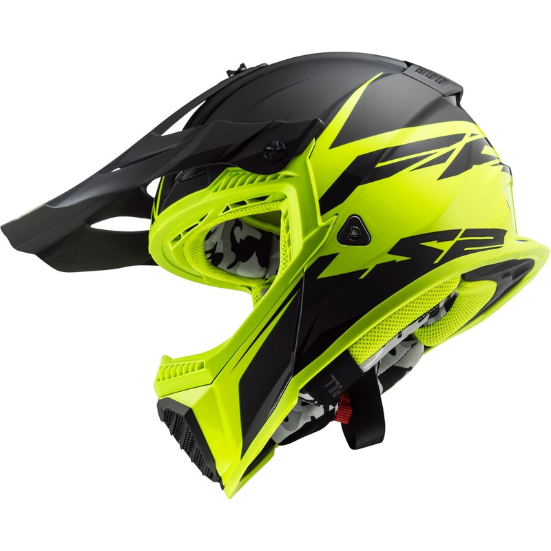 Motocross Helm LS2 MX437 Fast Evo Roar schwarz-fluo gelb