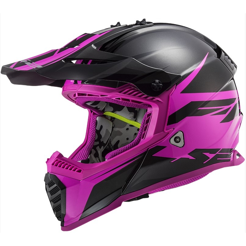 Motocross Helm LS2 MX437 Fast Evo Roar schwarz-violett