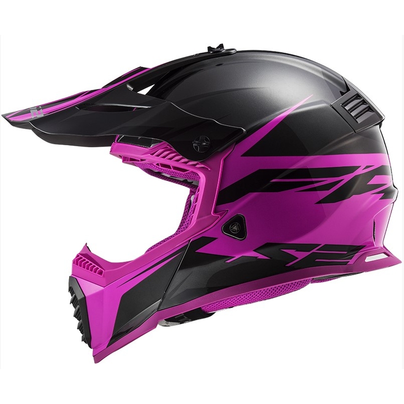 Motocross Helm LS2 MX437 Fast Evo Roar schwarz-violett