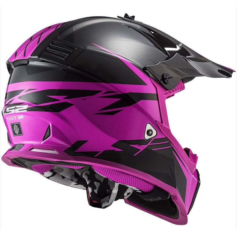Motocross Helm LS2 MX437 Fast Evo Roar schwarz-violett