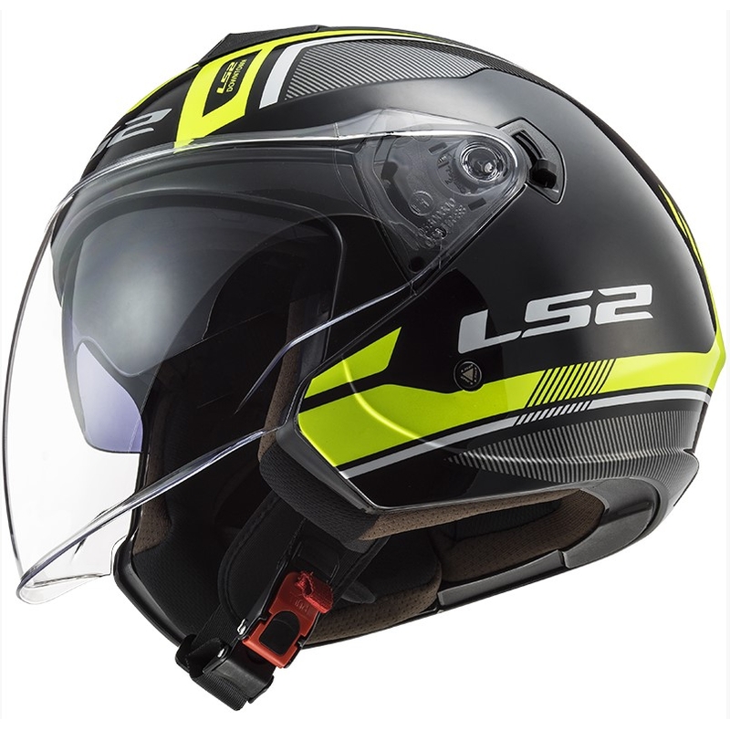 Offener Motorradhelm LS2 OF573 Twister II Flix schwarz-fluo gelb