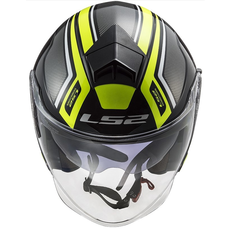 Offener Motorradhelm LS2 OF573 Twister II Flix schwarz-fluo gelb