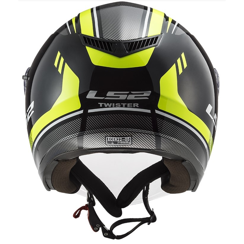 Offener Motorradhelm LS2 OF573 Twister II Flix schwarz-fluo gelb