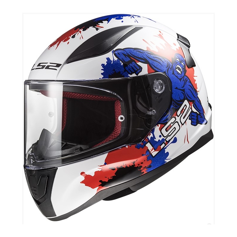 Kinder Integralhelm LS2 FF353 Rapid Mini Monster weiß-blau-rot Ausverkauf
