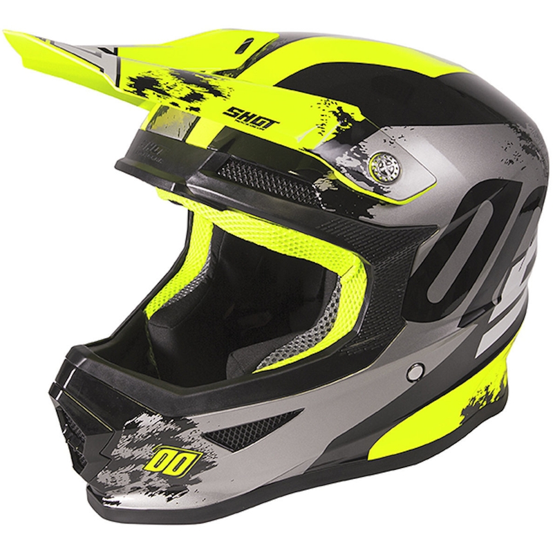 Motocross Helm Shot Furious Shadow schwarz-grau-fluo gelb Ausverkauf