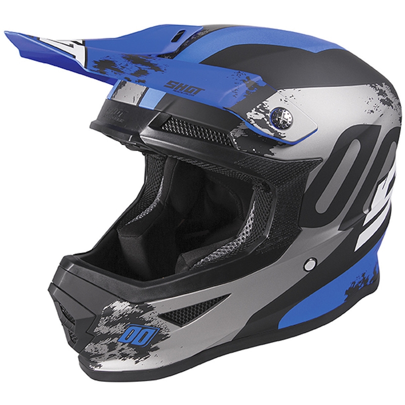 Motocross Helm Shot Furious Shadow schwarz-grau-blau Ausverkauf
