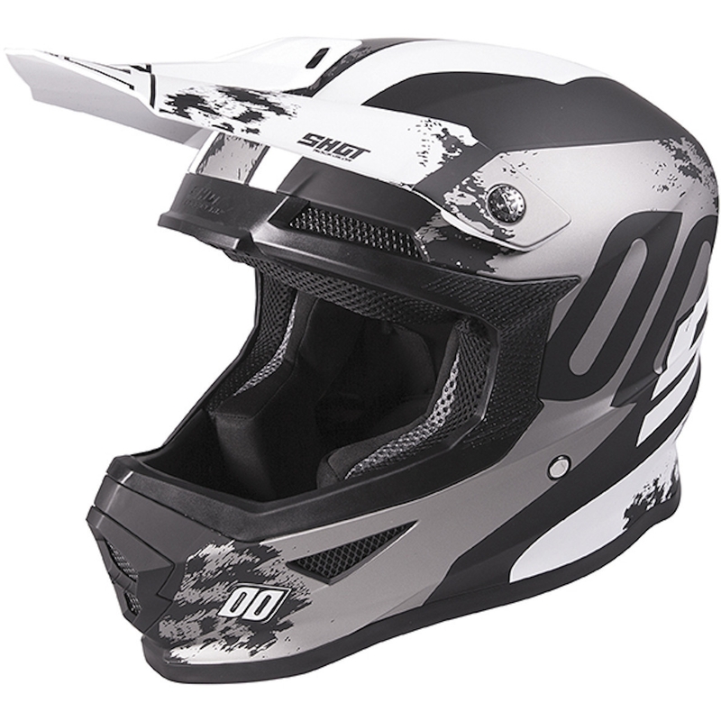 Kinder Motocross Helm Shot Furious Shadow schwarz und weiß Ausverkauf