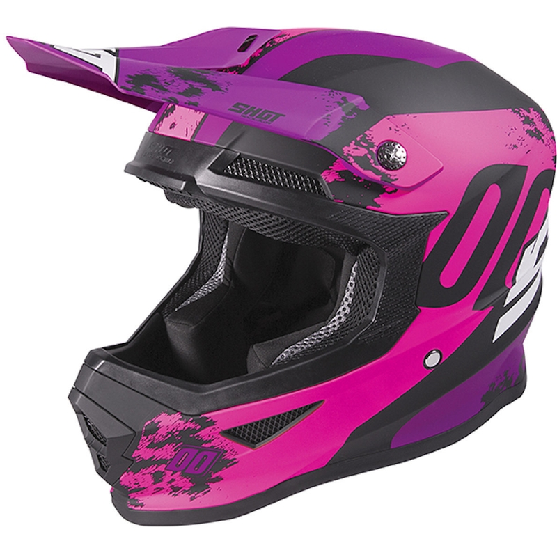 Kinder-Motocross-Helm Shot Furious Shadow rosa-lila