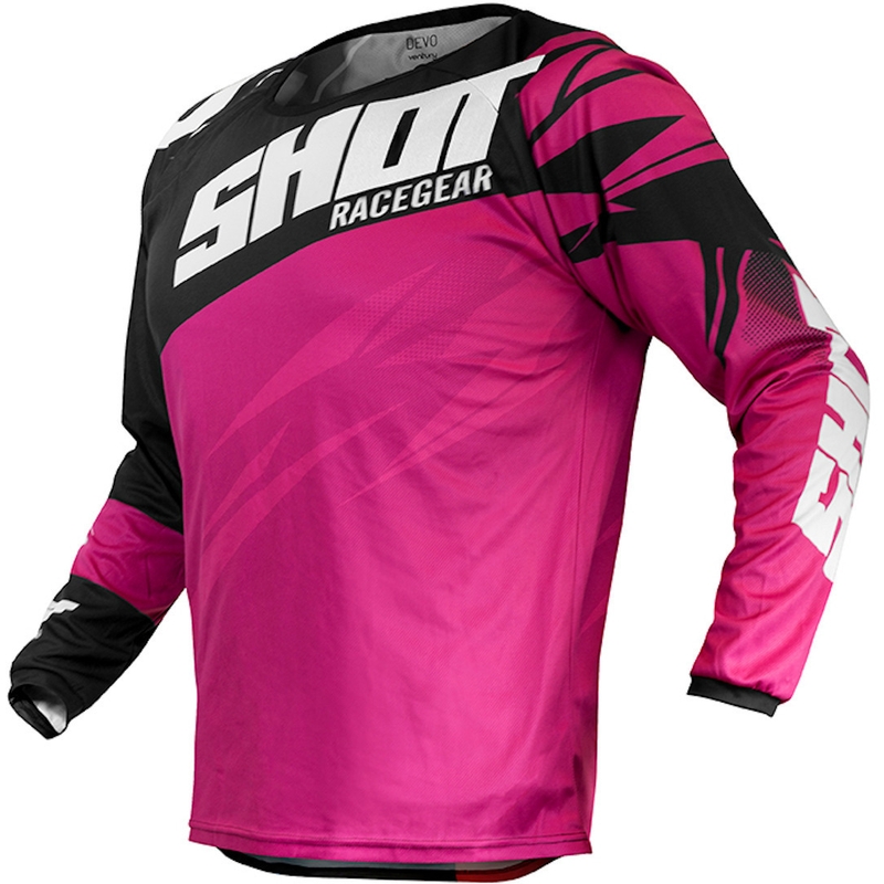 Kinder Motocross Trikot Shot Devo Ventury rosa-schwarz-weiß