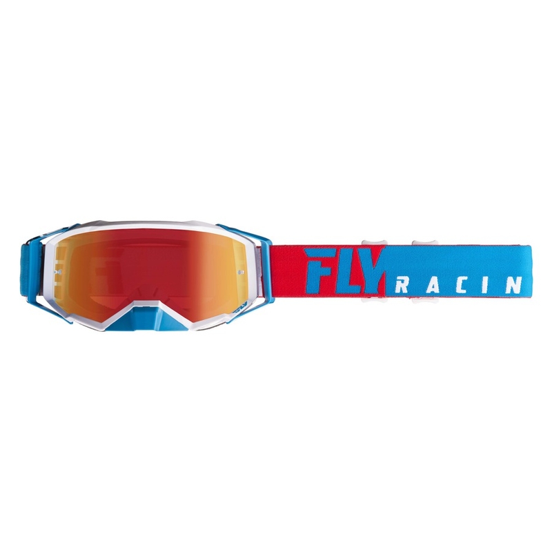 Motocrossbrille FLY Racing Zone PRO 2019 rot-weiß-blau (rot verchromtes Plexiglas) Ausverkauf