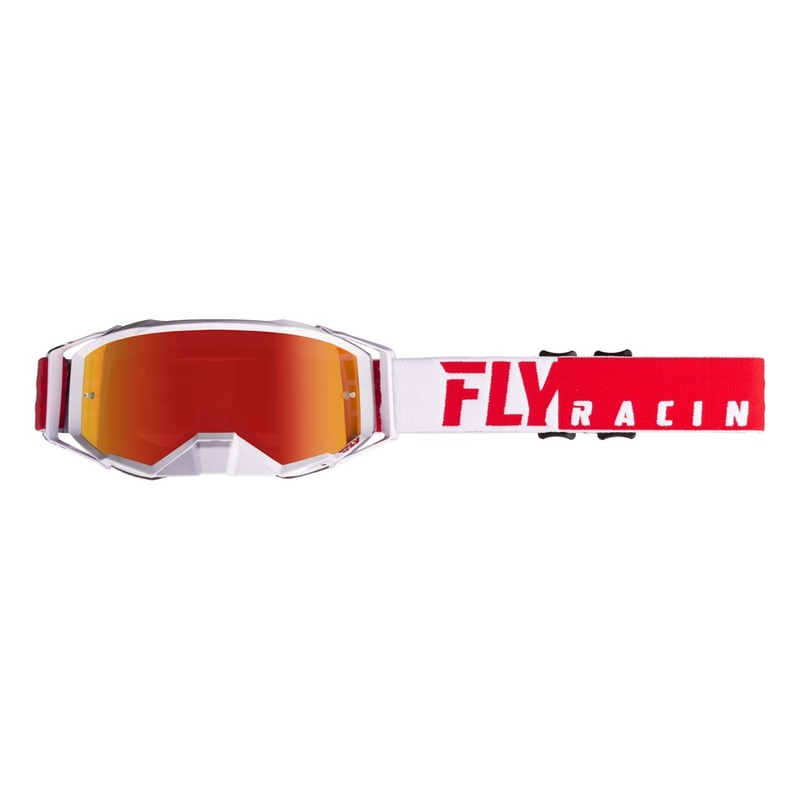 Motocrossbrille FLY Racing Zone PRO 2019 rot-weiß (rot verchromtes Plexiglas) Ausverkauf