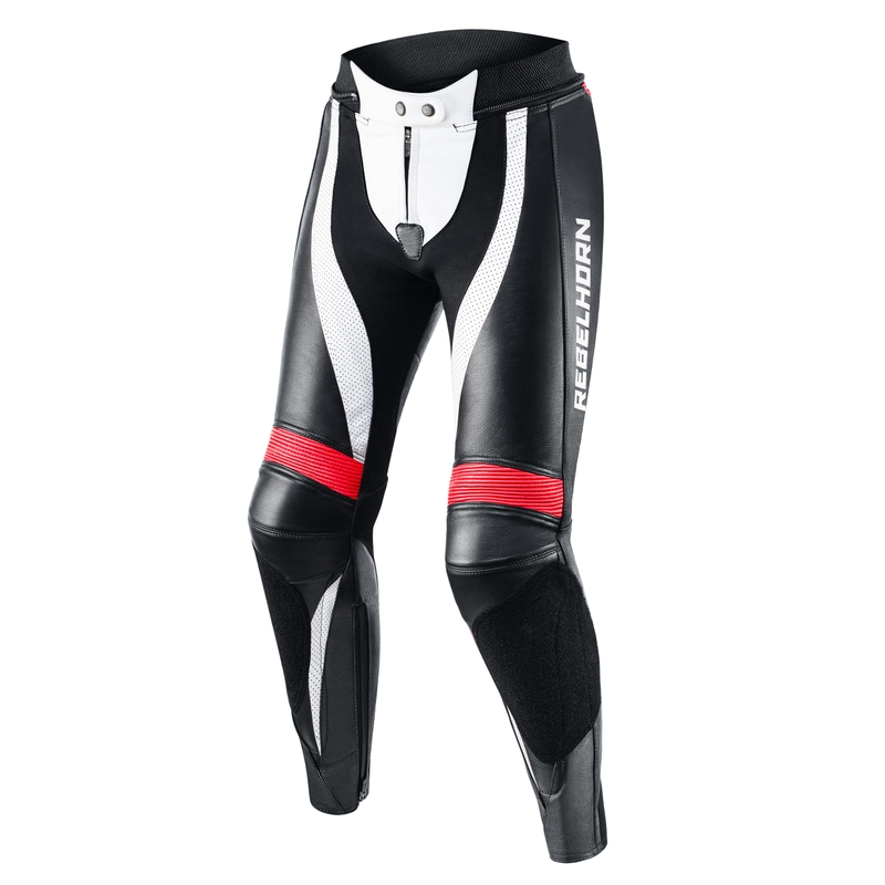 Women's Rebelhorn Rebel Schwarz-Weiß-Fluo Rot Motorradhose Ausverkauf