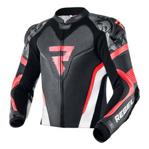 Rebelhorn Rebel Schwarz-Weiß-Fluo Rot Motorradjacke Ausverkauf
