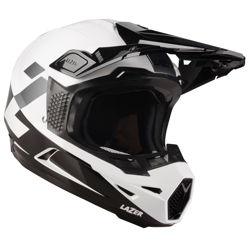 Motocross Helm Lazer X9 Iron weiß-schwarz-silber