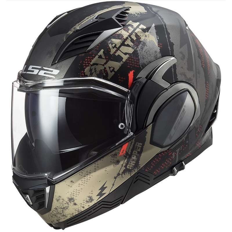 LS2 FF900 Valiant II Gripper Mat Schwarz-Gold Flip-up Motorradhelm Ausverkauf