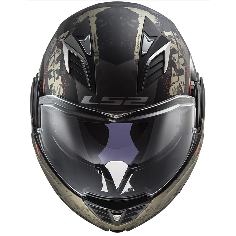 LS2 FF900 Valiant II Gripper Mat Schwarz-Gold Flip-up Motorradhelm Ausverkauf