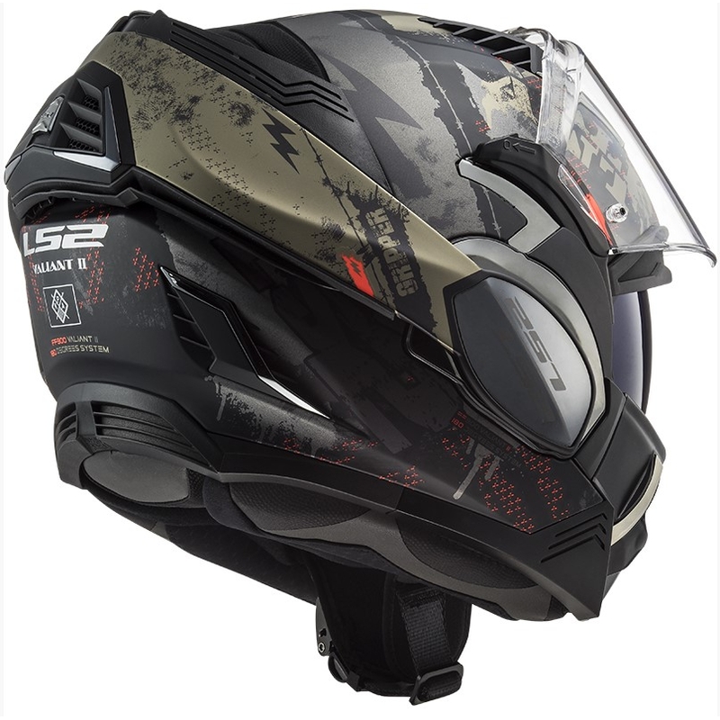 LS2 FF900 Valiant II Gripper Mat Schwarz-Gold Flip-up Motorradhelm Ausverkauf