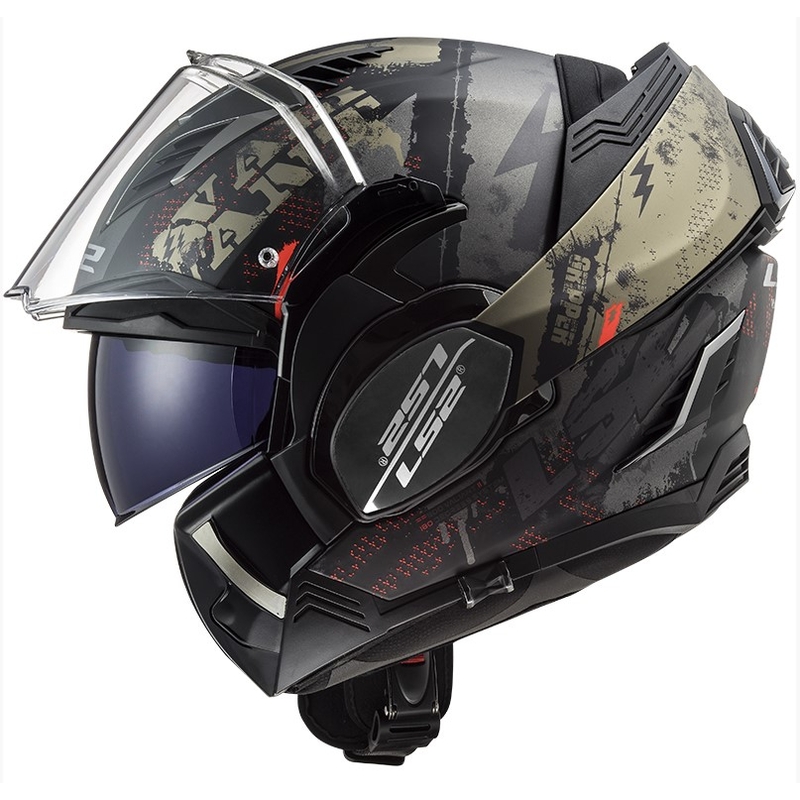 LS2 FF900 Valiant II Gripper Mat Schwarz-Gold Flip-up Motorradhelm Ausverkauf
