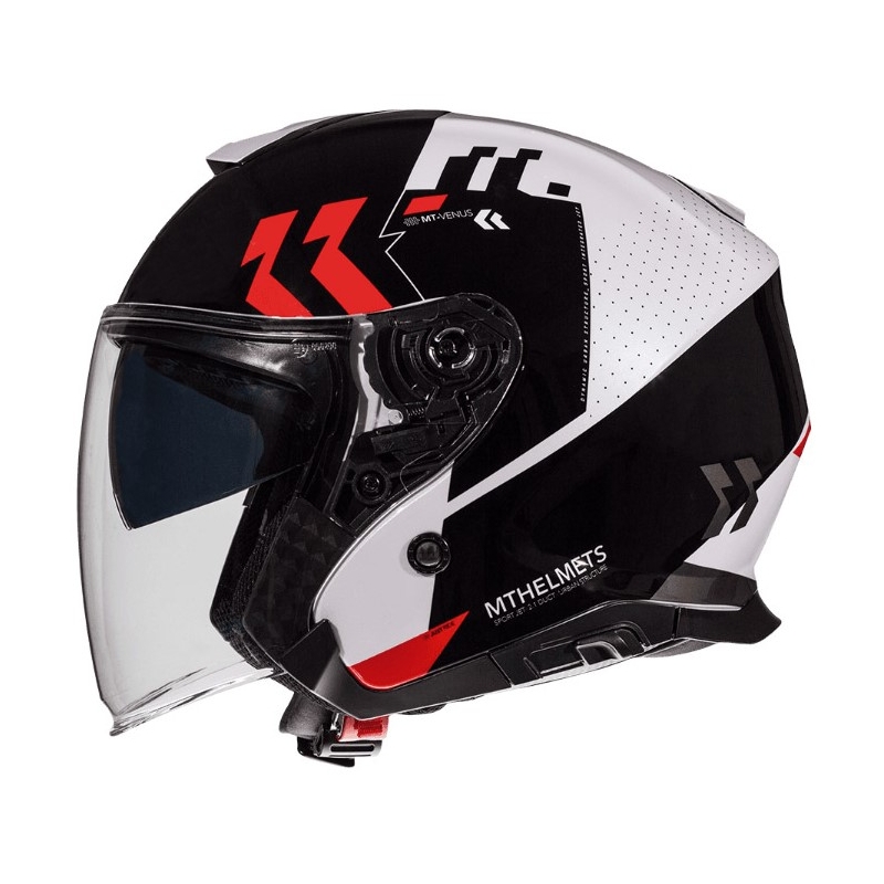 Offener Motorradhelm MT Thunder 3 SV Venus schwarz-weiß-rot