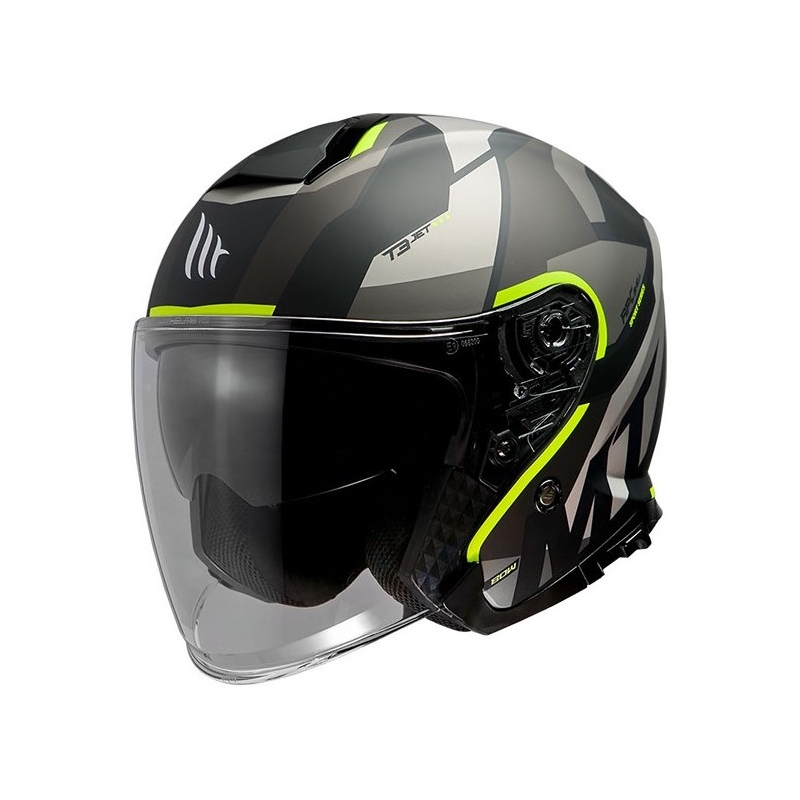 Offener Motorradhelm MT Thunder 3 SV Bow schwarz-grau-fluo gelb Ausverkauf