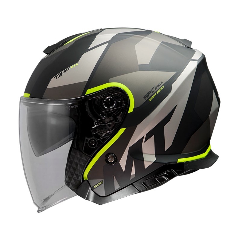 Offener Motorradhelm MT Thunder 3 SV Bow schwarz-grau-fluo gelb Ausverkauf