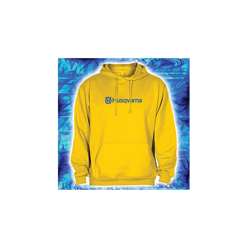 Hoodie mit Motiv Husqvarna gelb mit Kapuze Ausverkauf