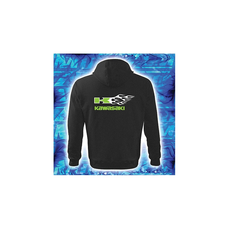 Hoodie mit Kawasaki-Motiv schwarz mit Kapuze Ausverkauf